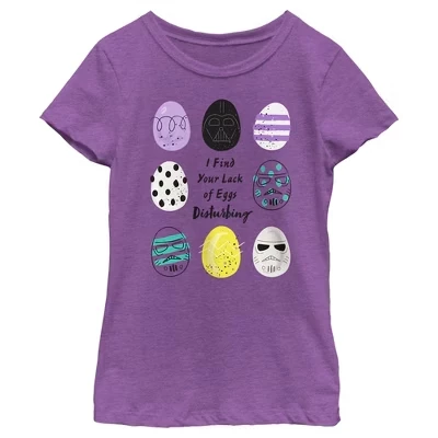Girl's  Easter Darth Vader I Find your Lack of Eggs Disturbing T-Shirt purple