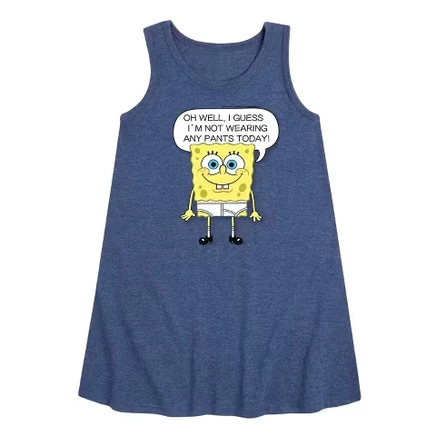 Детское платье SpongeBob «No Pants», тёмно-синее меланжевое