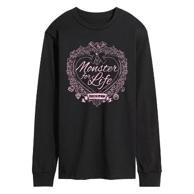 Мужская футболка Monster For Life Coquette с длинным рукавом и графическим рисунком, черная