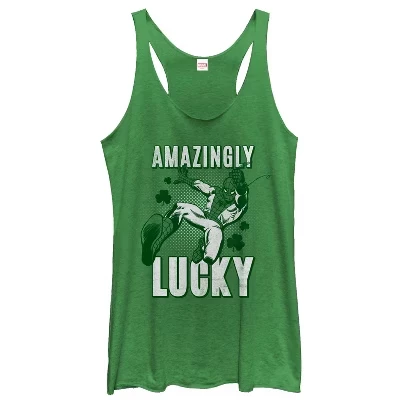 Женская майка с надписью Amazingly Lucky Racerback от Человека-паука на День Святого Патрика