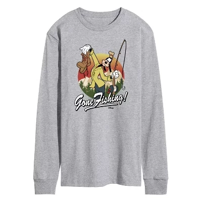 Мужская футболка с длинным рукавом Goofy Gone Fishing с графическим рисунком athletic heather