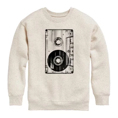 Big Cassette Tape Graphic Long Sleeve Fleece Sweatshirt natural