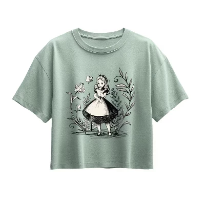 Alice Sketch Short Sleeve Boxy Graphic T-Shirt seafoam