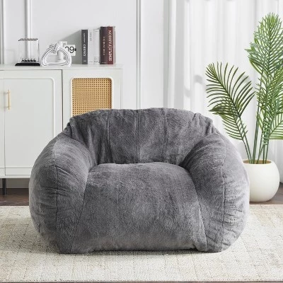 Современная универсальная сумка-мешок из искусственного меха Maeve Indoor со спинкой серого цвета