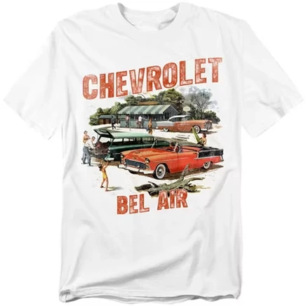 Мужская футболка Chevrolet Bel Air с акварелью, белая