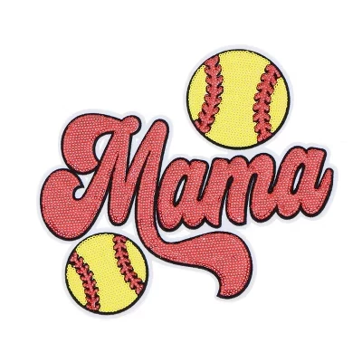 Термонашивка Alilang Baseball Mama с пайетками, большая