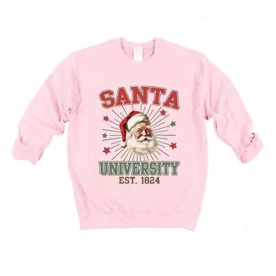 Женская толстовка с рисунком Santa University Stars розового цвета