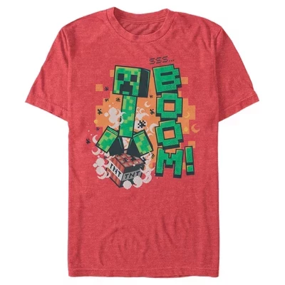 Мужская футболка Minecraft Creeper Boom, красная