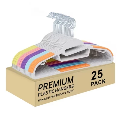 Пластиковая вешалка VECELO 25/50 pk с поворотным на 360° крючком S-образной формы, нескользящие вешалки для одежды с органайзером для брюк и вешалкой для галстуков разных цветов
