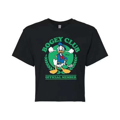 Женская укороченная футболка с рисунком Donald Duck Bogey Club, черная