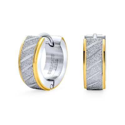 Серьги-кольца Huggie с резьбой из розового золота и серебра, Нержавеющая сталь золотистого цвета