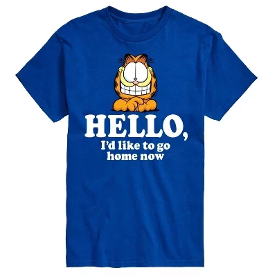 Мужская футболка Garfield Hello Go Home Now, синяя