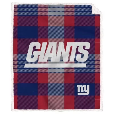 Одеяло из искусственной овечьей шерсти New York Giants Plaid Steel Royal Plush