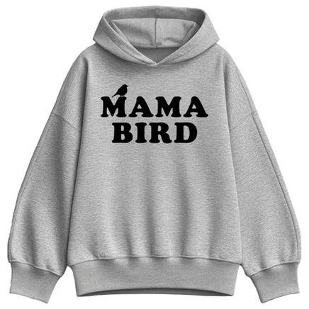 Женское худи Instant Message Mama Bird, серый меланж