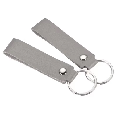 Брелок Unique Bargains круглый из ПУ-кожи, 2 шт, серый