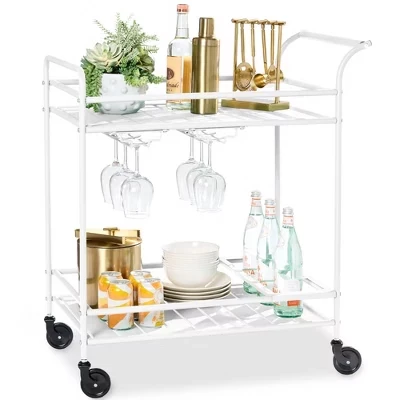 Барная тележка Best Choice Products 2-уровневая, белая