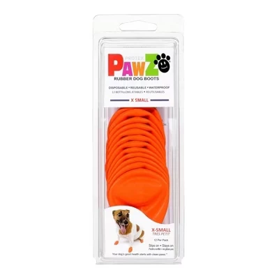 Резиновые ботинки для собак Pawz, 12 шт., оранжевые