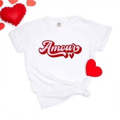 Женская футболка Amour Retro с коротким рукавом, окрашенная в белый цвет