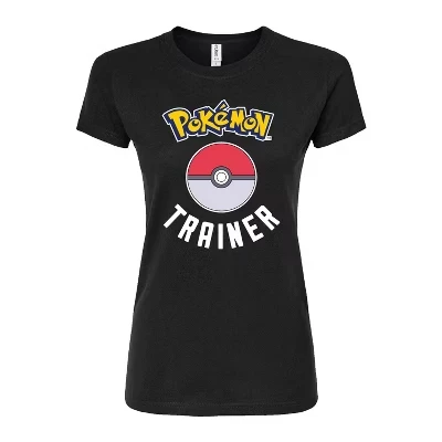 Женская футболка с рисунком Pokémon - Pokémon Trainer, приталенная, черная