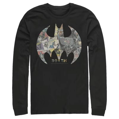 Мужская рубашка с длинным рукавом с логотипом Batman Shield, посвященная 80-летию комикса, черная