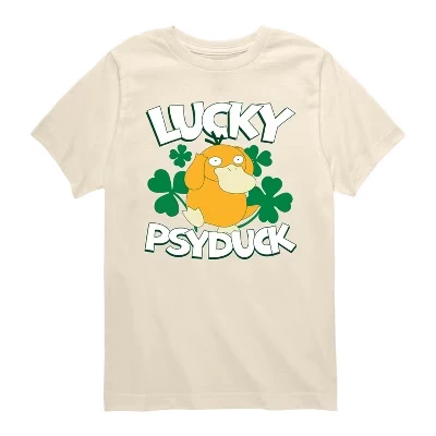 Футболка с коротким рукавом и рисунком Psyduck для мальчиков - Pokémon - Lucky кремового цвета