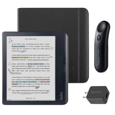 Электронная книга Kobo Libra Colour с чехлом и пультом, черная