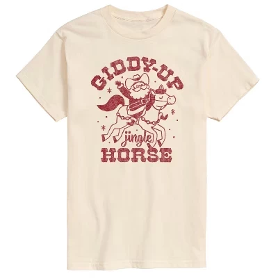 Мужская футболка с коротким рукавом Giddy Up Jingle Horse кремового цвета с графическим рисунком