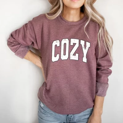 Женская толстовка с графическим принтом Cozy Weared Varsity heather темно-бордового цвета