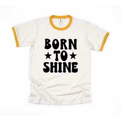 Женская футболка Born To Shine Stars с коротким рукавом в винтажном стиле mustard