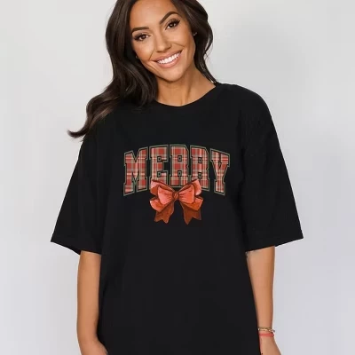 Женская футболка Simply Sage Market Coquette Plaid Merry, черная