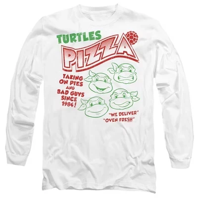 Мужская футболка TMNT Turtles Pizza с длинным рукавом белого цвета