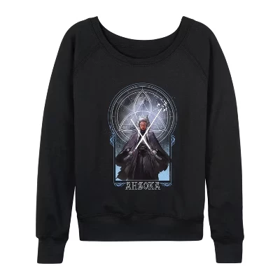 Women's -  - Celestial Ahsoka Lightweight French Terry Wide Neck Long Sleeve Graphic Shirt black