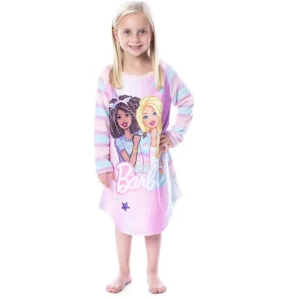 Детская ночная рубашка-реглан для девочек Mattel Barbie, пижама с Лучшим другом Единорогом, Многоцветная розовая