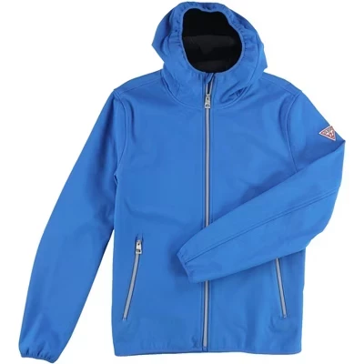Мужское пальто GUESS Soft Shell с капюшоном серого цвета