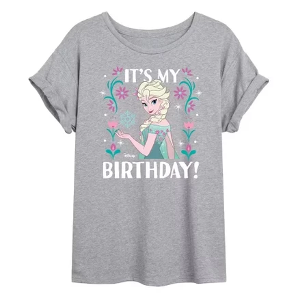 Женская футболка Disney Elsa It’s My Birthday, серая