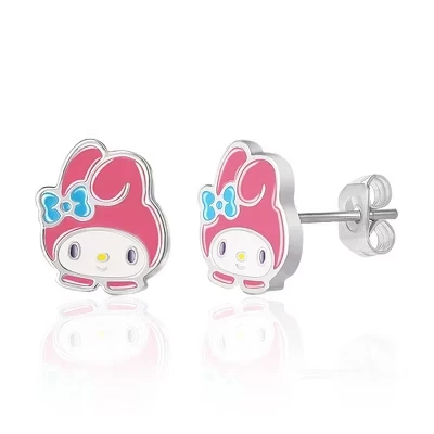 Женские серьги-гвоздики Hello Kitty My Melody, серебристые