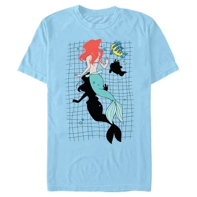 Мужская футболка Ariel and Flounder Swimming Shadows светло-голубого цвета