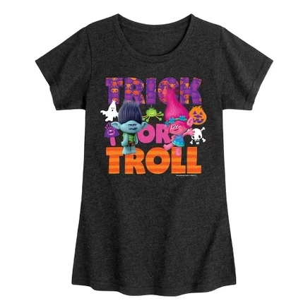 Детская футболка Trolls Branch и Poppy, черный меланж