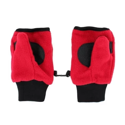 Детская зимняя флисовая перчатка без пальцев Polar Wear для детей 2-4 лет, трансформируемая в варежку красного цвета