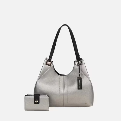 Женская сумка через плечо из веганской кожи Estelle с кошельком в тон от Mia K pewter