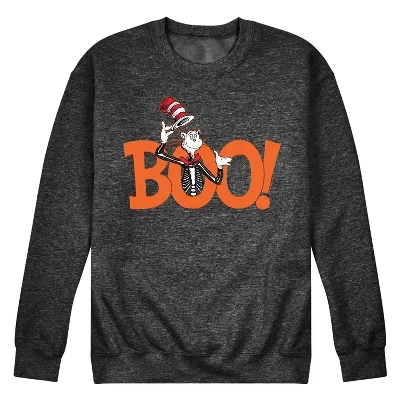 Мужская флисовая толстовка с принтом Кота в шляпе Halloween Boo Graphic heather charcoal