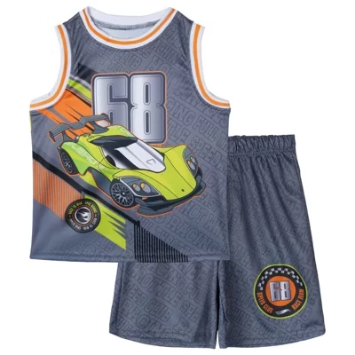 Mesh Jersey Athletic Tank Top and Basketball Shorts Outfit Set Little Kid to Big Kid multicolor