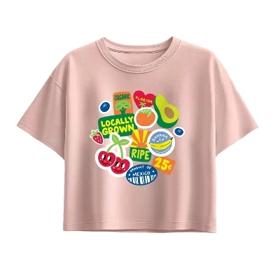 Футболка для девочек Instant Message, Fruit Stamps, розовая