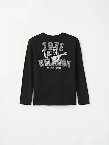 Мальчиковая футболка с длинным рукавом True Religion Studded Buddha, черная