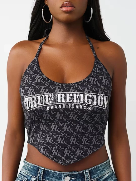 Женский топ True Religion халтер с монограммой, черный