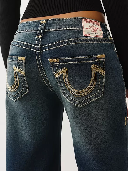 Женские джинсы True Religion Bobbi low-rise Lurex Super T Baggy, с люрексом, блестящие