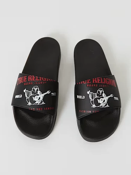 Унисекс сланцы True Religion с логотипом Будды, черные