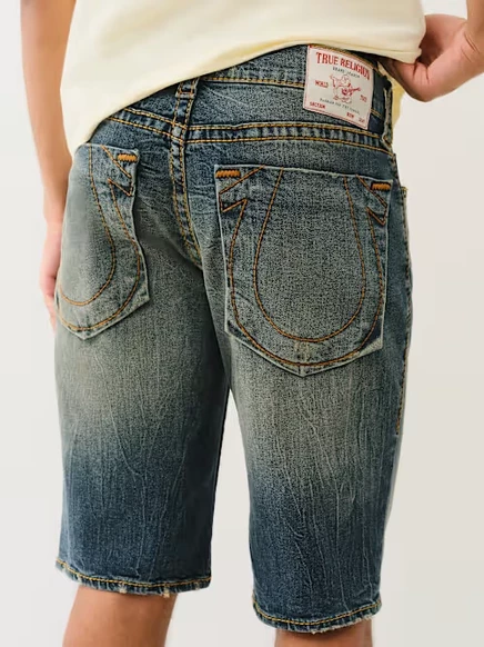 Мужские шорты True Religion Ricky Big T свободного кроя с логотипом «Horseshoe», тёмная стирка
