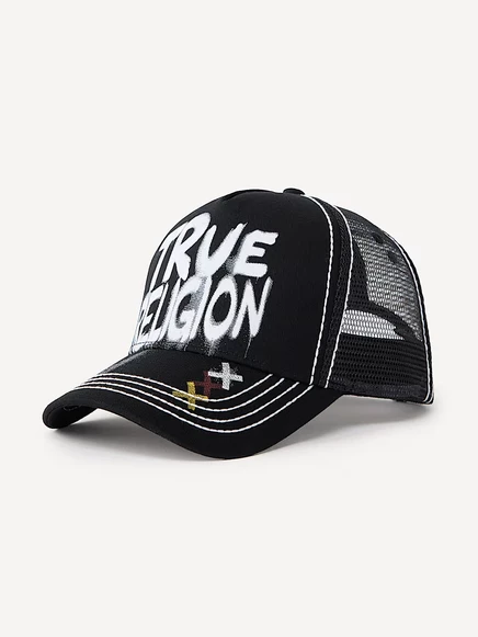 Мужская кепка True Religion Graffiti Trucker, черная