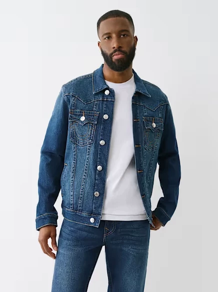 Мужская джинсовая куртка True Religion Jimmy Damon, темная стирка
